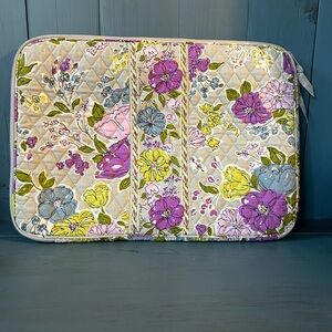 Vera Bradley Grey and Purple Floral Print Large Laptop Sleeve